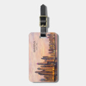 Dubai Marina Skyline Watercolor City Lights Travel ラゲッジタグ (正面縦)