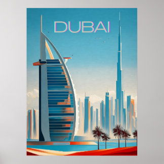  Dubai Modern Contemporary Skyline Wall Art Travel ポスター