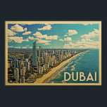 Dubai Poster Vintage Travel Art ポスター<br><div class="desc">Dubai poster featuring a coastal scene with the beach and skyline of Dubai. For Dubai Vintage Travel Posters or Dubai gifts,  this Arab Emirates art print makes the perfect souvenir or memento.</div>