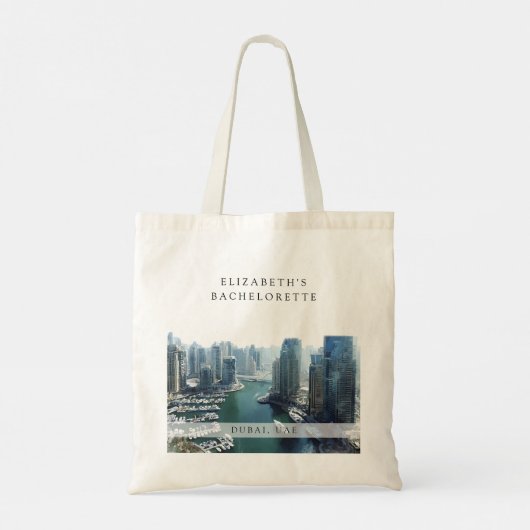 Dubai Skyline Watercolor Bachelorette Weekend トートバッグ (裏面)