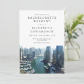 Dubai Skyline Watercolor Bachelorette Weekend 招待状 (スタンド正面)