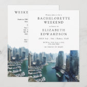 Dubai Skyline Watercolor Bachelorette Weekend 招待状 (正面/裏面)