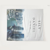 Dubai Skyline Wedding Photo Backdrop タペストリー (正面(横))