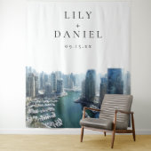 Dubai Skyline Wedding Photo Backdrop タペストリー (インサイチュ)