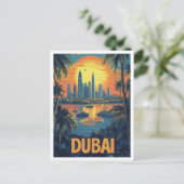 Dubai UAE Vintage Illustration Travel ポストカード (スタンド正面)