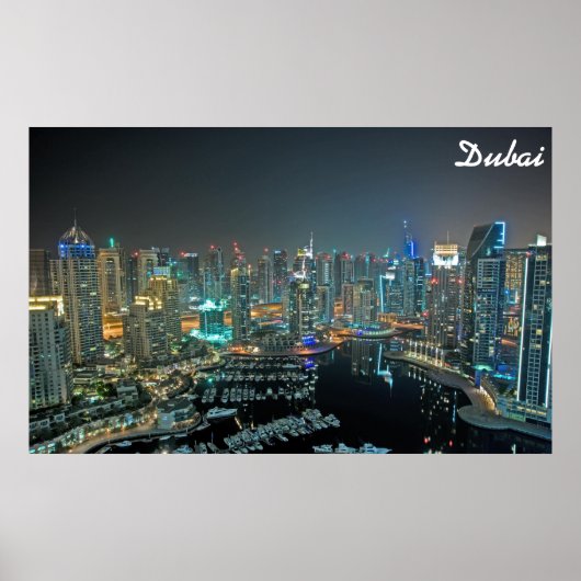 Dubai, United Arab Emirates skyline at night ポスター (正面)