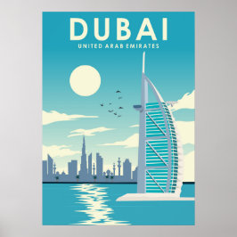 Dubai United Arab Emirates Travel Illustration  ポスター
