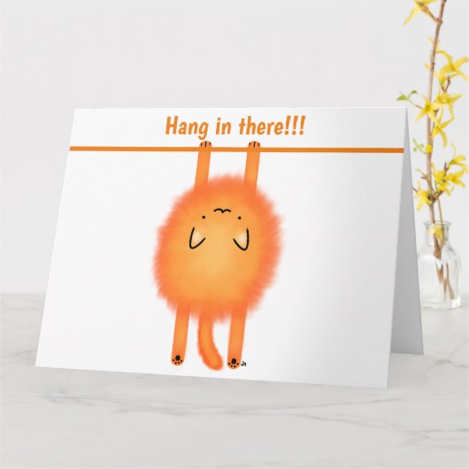 Dubbele wenskaart hang in there! Poes カード (黄色い花)