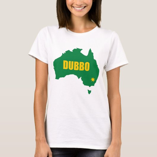 Dubboの緑および金ゴールドの地図 Tシャツ (正面)
