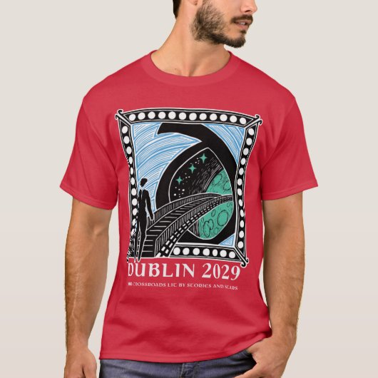 Dublin2029 bid with writing white retro tシャツ (正面)