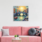 Dublin Canal Sunset Reflections Canvas Art キャンバスプリント (インサイチュ (リビング))