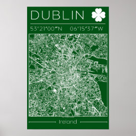 Dublin Green Map Poster Minimal Wall Art Ireland ポスター