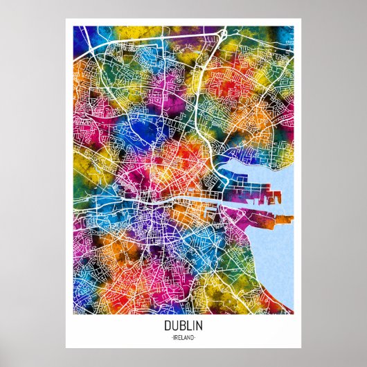 Dublin Ireland City Map ポスター (正面)
