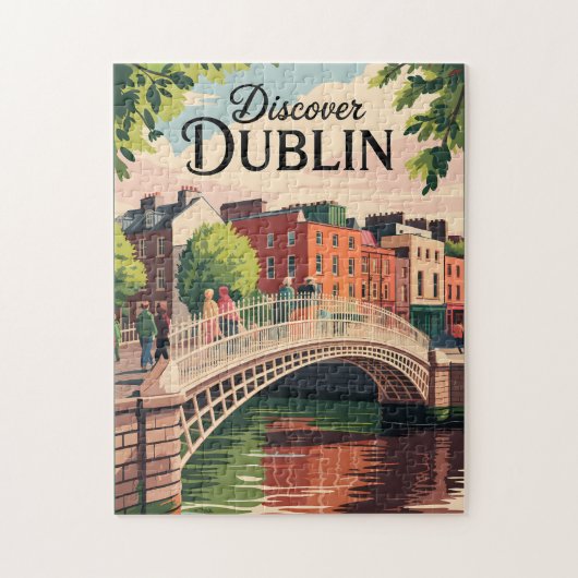Dublin Ireland Illustration Travel Art Vintage ジグソーパズル (縦)