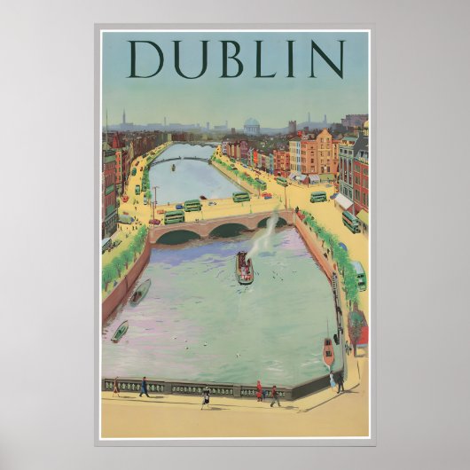 Dublin Ireland Poster Vintage Travel Print ポスター (正面)