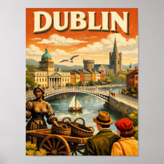 Dublin Ireland Vintage Travel ポスター