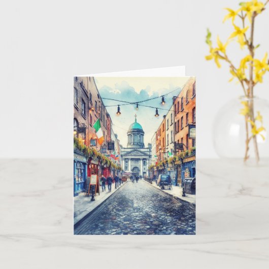 Dublin Ireland Watercolor カード (黄色い花)
