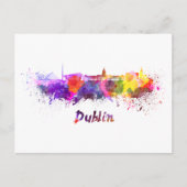 Dublin skyline in watercolor ポストカード (正面)