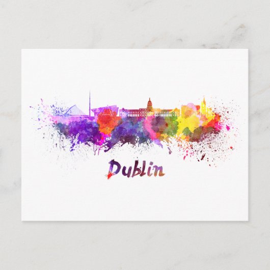 Dublin skyline in watercolor ポストカード (正面)