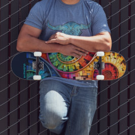 Dubman Does Design:Bright Fibonacci Swirls スケートボード