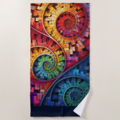Dubman Does Design:Bright Fibonacci Swirls ビーチタオル (正面)