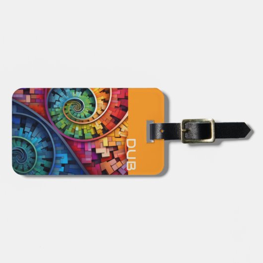 Dubman Does Design:Bright Fibonacci Swirls ラゲッジタグ (正面横)