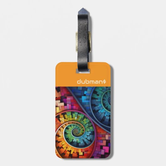 Dubman Does Design:Bright Fibonacci Swirls ラゲッジタグ (裏面縦)