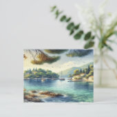 Dubrovnikクロアチアワラムジェット島の水色 シーズンポストカード (スタンド正面)