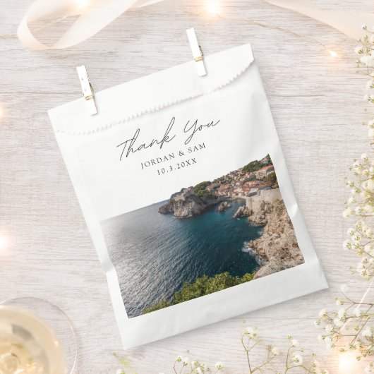 Dubrovnik結婚式の引き出物Croatian Thank You Photo フェイバーバッグ (クリップ留めされた状態)