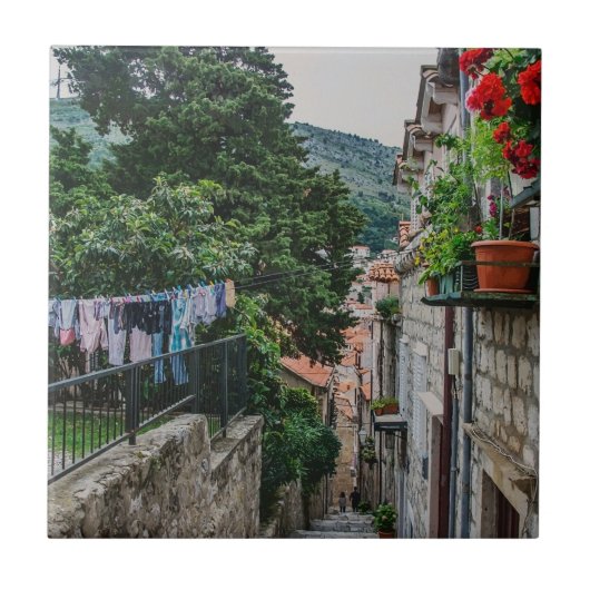 Dubrovnik Canvas Printのナローストーン通り タイル (正面)