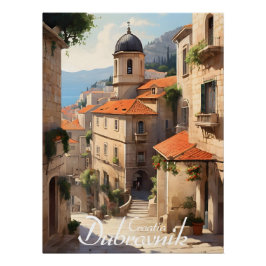 Dubrovnik Croatia Historic Centre Travel Print ポスター