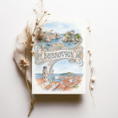 Dubrovnik Croatia Landmarks Watercolor Wedding 招待状