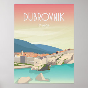 Dubrovnik Croatia travel poster dubrovnik old city ポスター