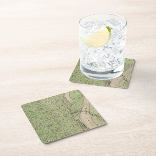 Dubuque、Dubuque郡、アイオワ州の計画 スクエアペーパーコースター (インサイチュ)