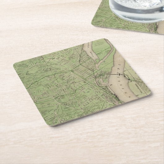 Dubuque、Dubuque郡、アイオワ州の計画 スクエアペーパーコースター (アングル)