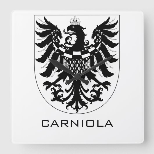 Duchy of Carniola Monochrome Heraldic Art  スクエア壁時計 (正面)