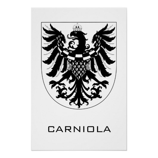 Duchy of Carniola Monochrome Heraldic Art  ポスター (正面)