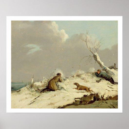 Duck射撃、 発砲in Winter (油on canvas) ポスター (正面)