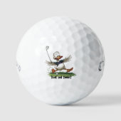 Duck And Cover Golf Ball Cartoon Panic Design ゴルフボール (正面)