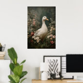 Duck Antique Printable Art, Duck Flower Minimalist ポスター (ホームオフィス)