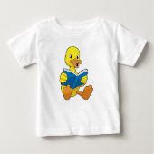 Duck at Reading with Book ベビーTシャツ (正面)