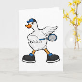 Duck at Tennis with Tennis racket & Cap カード (黄色い花)