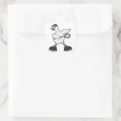 Duck at Tennis with Tennis racket & Cap スクエアシール (バッグ)