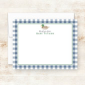Duck Baby Boy Thank You Blue Gingham Stationery ノートカード