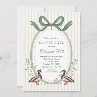 Duck Baby Shower Invitation, Mallard baby shower 招待状