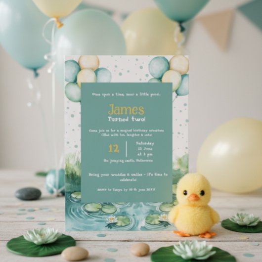 Duck Birthday Invitation • Watercolor Little Duck  招待状
