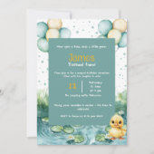 Duck Birthday Invitation • Watercolor Little Duck  招待状 (正面)