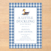 Duck Blue Gingham Baby Shower アクリル招待状 (正面)
