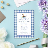 Duck Blue Gingham Baby Shower アクリル招待状 (インサイチュ (ウェディング))