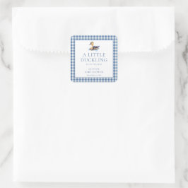 Duck Blue Gingham Baby Shower スクエアシール
